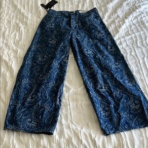 Rag & Bone The Sofie High Rise Ultra Wide Leg Ankle Paisley Jeans